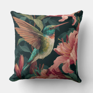 Dekorative Kolibri-Blumen-Wurfkissen Kissen