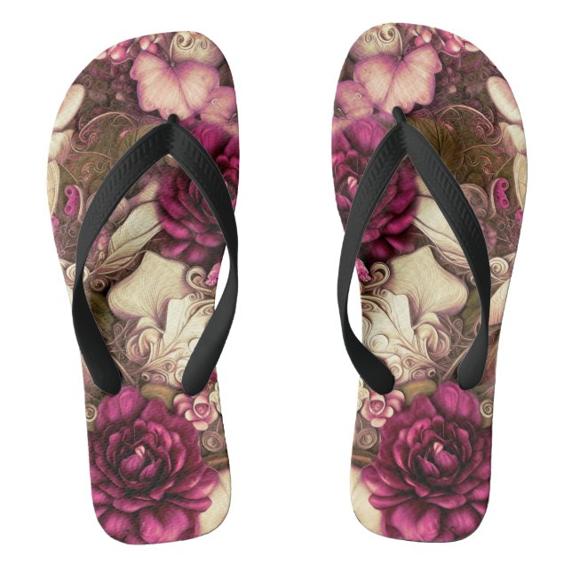 Dekorative Kollagenschmetterlinge und Rose Flip Flops (Fußbett)