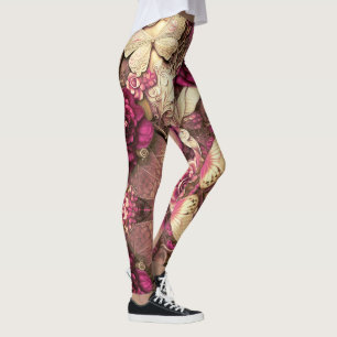 Dekorative Kollagenschmetterlinge und Rose Legging Leggings
