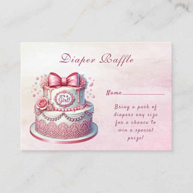Dekorative Kuchen Pink Bow Babydusche Umschließung Begleitkarte (Vorderseite)