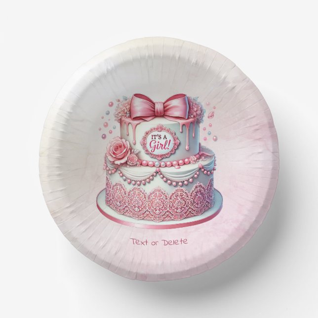 Dekorative Kuchen Pink Bow Papierschale Pappteller (Vorderseite)