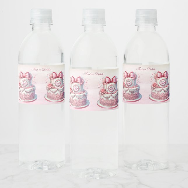 Dekorative Kuchen Pink Bow Wasser Flasche Etikett (Flaschen)