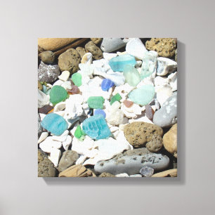 Dekorative Kunst-Leinwand-Strand-Seeglas-Fossilien Leinwanddruck