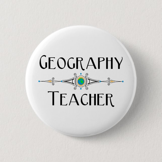 Dekorative Linie für Geografie-Lehrer Button (Vorderseite)
