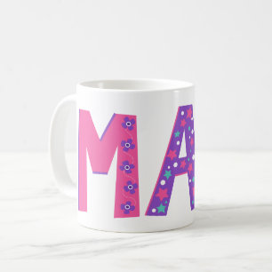 Dekorative Maiblumen Sterne rosa lila Grafik Kaffeetasse