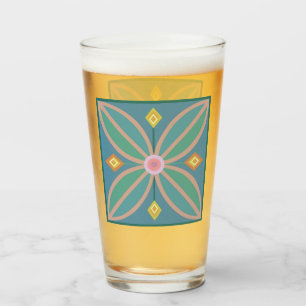 Dekorative marokkanische Blume gekachelt aquamarin Glas