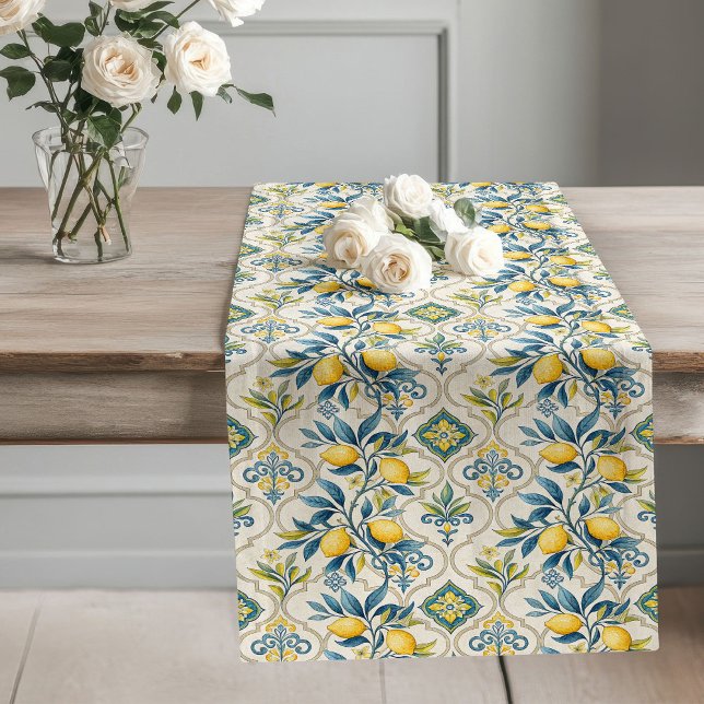 Dekorative mediterrane Fliesen Großer Tischläufer (Decorative Mediterranean Intricate Tile Designs Long Table Runner)