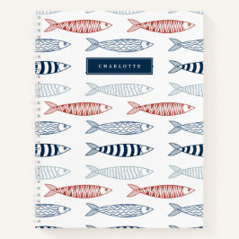 Dekorative mediterrane Sardinen Fisch Individuelle Notizbuch