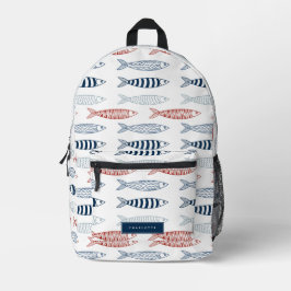 Dekorative mediterrane Sardinen Fischmuster Bedruckter Rucksack