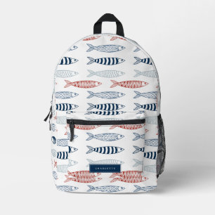 Dekorative mediterrane Sardinen Fischmuster Bedruckter Rucksack