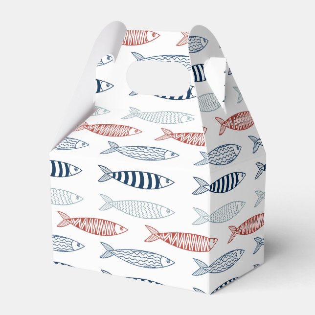 Dekorative mediterrane Sardinen Fischmuster Geschenkschachtel (Vorderseite)