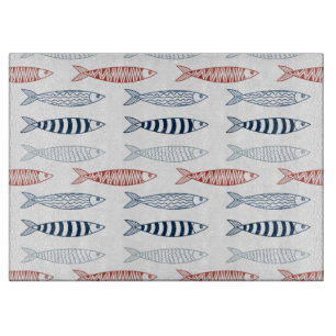 Dekorative mediterrane Sardinen Fischmuster Schneidebrett