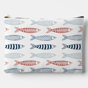 Dekorative mediterrane Sardinen Fischmuster Zubehörtasche