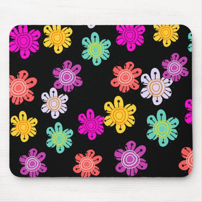 Dekorative mehrfarbige Blumen Mousepad (Vorne)