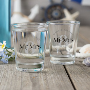 Dekorative moderne Hochzeit Mr & Mrs ID887 Schnapsglas