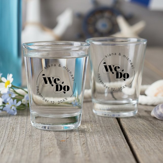 Dekorative moderne Hochzeit Wir tun ID887 Schnapsglas (Von Creator hochgeladen)