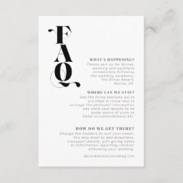 Dekorative moderne Hochzeitdetails FAQ ID887 Begleitkarte
