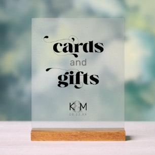Dekorative moderne Hochzeitkarten und Geschenke ID Acrylschild