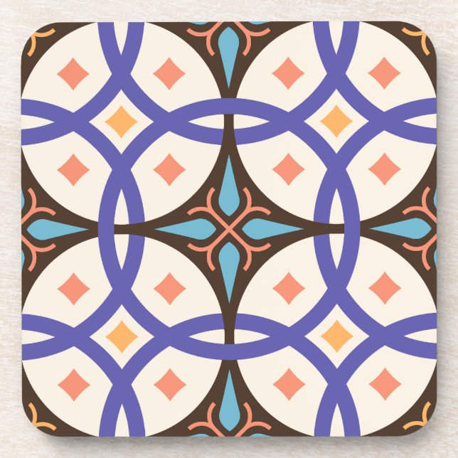 Dekorative Mosaik-Keramik Verziertes Fliesenmuster Getränkeuntersetzer (Vorderseite)