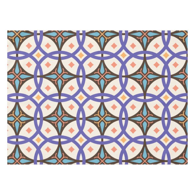 Dekorative Mosaik-Keramik Verziertes Fliesenmuster Tischdecke (Vorderseite (Horizontal))