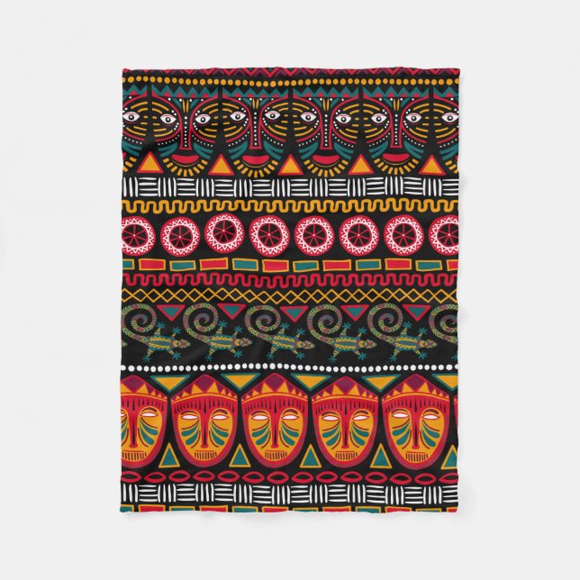 Dekorative Muster auf schwarzem Hintergrund in Afr Fleecedecke (Vorderseite)