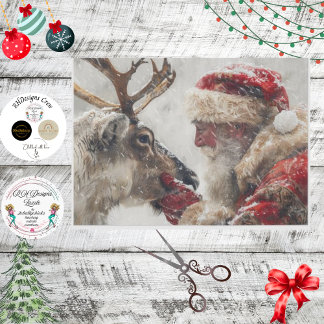 Dekorative Mystische Santa & Rudolph Nase an Nase Seidenpapier