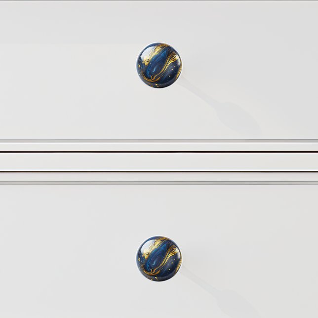 Dekorative Navy Blue Gold Abstrakt Paint Keramikknauf (Von Creator hochgeladen)