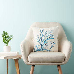 Dekorative Ozean Blue Coral Branch Coastal Kissen
