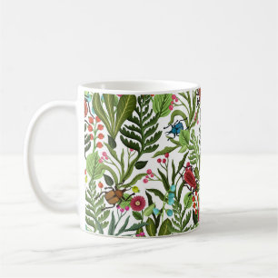 Dekorative Pflanze und Insekten: Nahtloses Design. Kaffeetasse