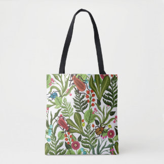 Dekorative Pflanze und Insekten: Nahtloses Design. Tasche