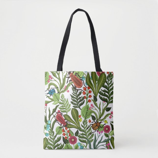 Dekorative Pflanze und Insekten: Nahtloses Design. Tasche (Vorderseite)