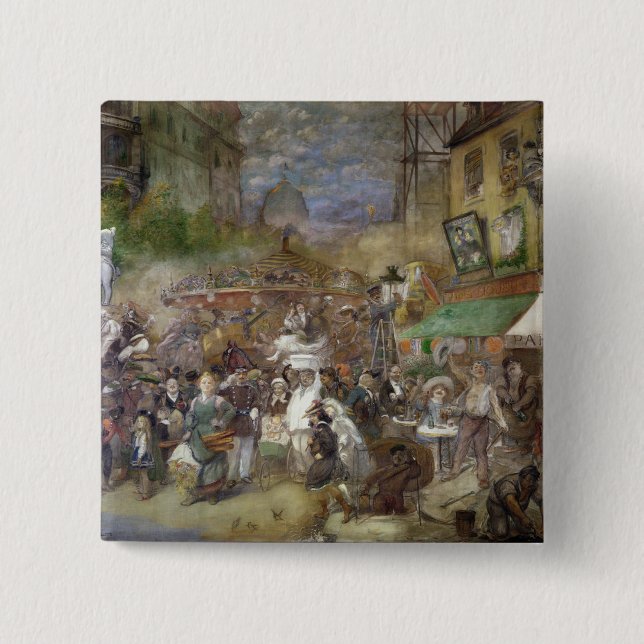 Dekorative Platte, die Paris darstellt Button (Vorderseite)