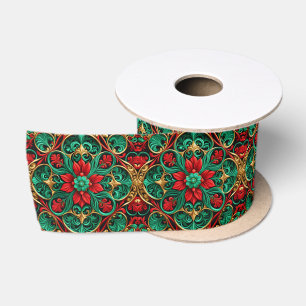 Dekorative Red Green Holiday Satin Ribbon Satinband