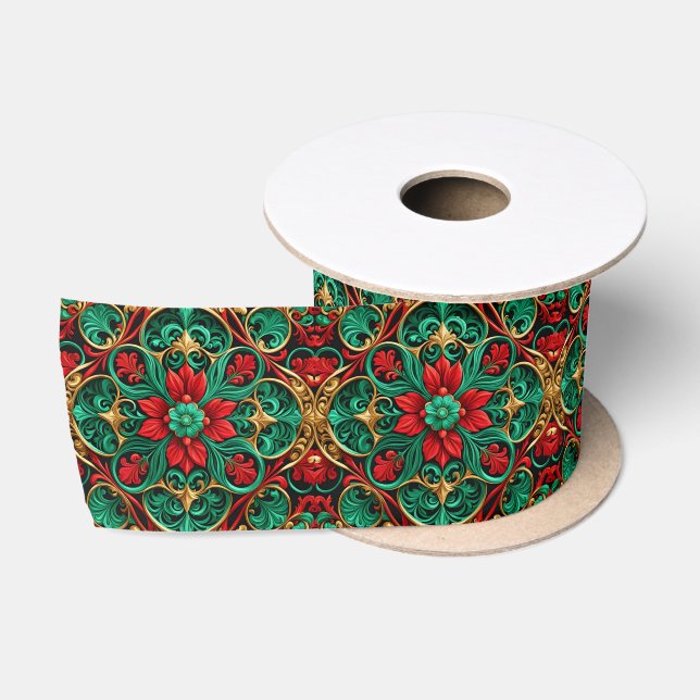 Dekorative Red Green Holiday Satin Ribbon Satinband (Spule)