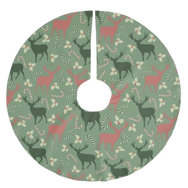 Dekorative Rentiere Polyester Weihnachtsbaumdecke (Vorderseite)