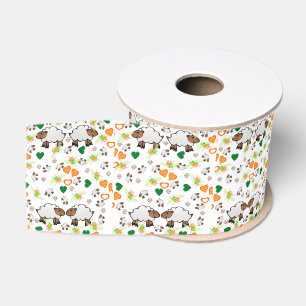 Dekorative Ribbon Teeth Orange Hearts Sheep Ripsband