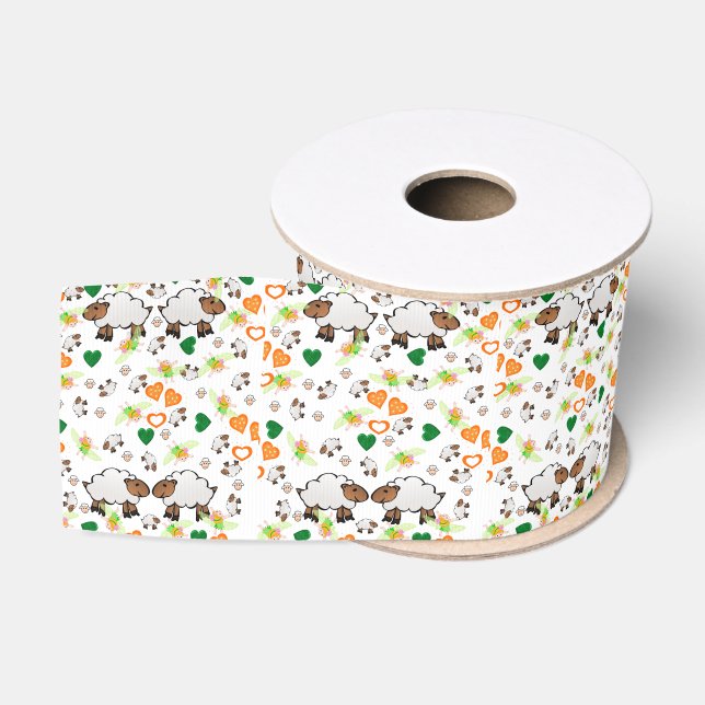 Dekorative Ribbon Teeth Orange Hearts Sheep Ripsband (Spule)