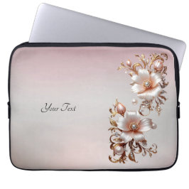 Dekorative rosa Blumen-Laptop-Hülle Laptopschutzhülle