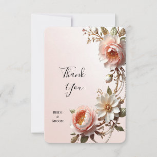 Dekorative rosa und weiße Blumen Dankeschön-Karte Dankeskarte