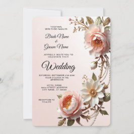 Dekorative rosa und weiße Blumen Hochzeit Einladung