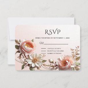 Dekorative rosa und weiße Blumen RSVP-Karte RSVP Karte