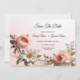 Dekorative rosa und weiße Blumen Save The Date
