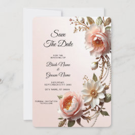 Dekorative rosa und weiße Blumen Save The Date