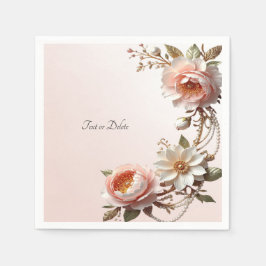 Dekorative rosa und weiße Blumen Serviette