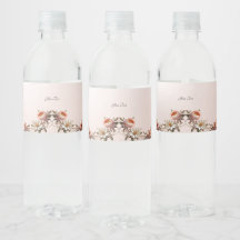 Dekorative rosa und weiße Blumen Wasserflasche