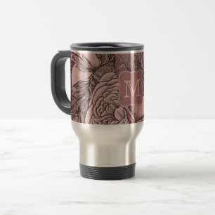 Dekorative Rose Rosa Monogramm Reisebecher