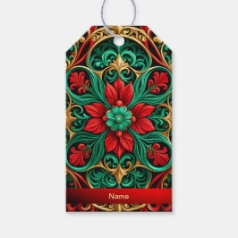 Dekorative Rot-Grün-Feiertage-Geschenkmarke Geschenkanhänger