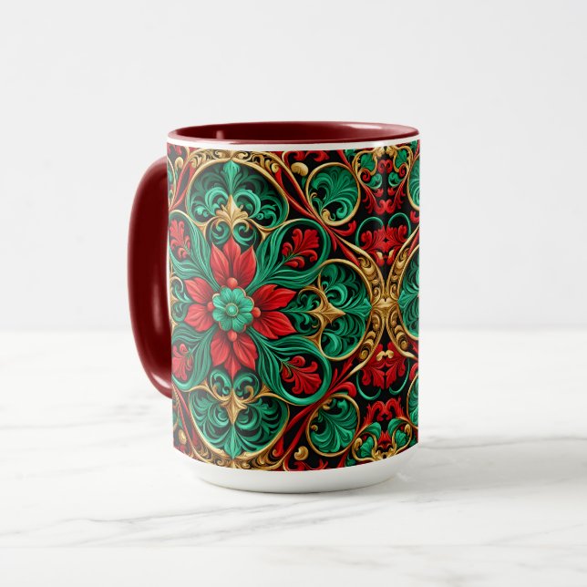 Dekorative Rot-Grün-Tasse Tasse (Vorderseite Links)