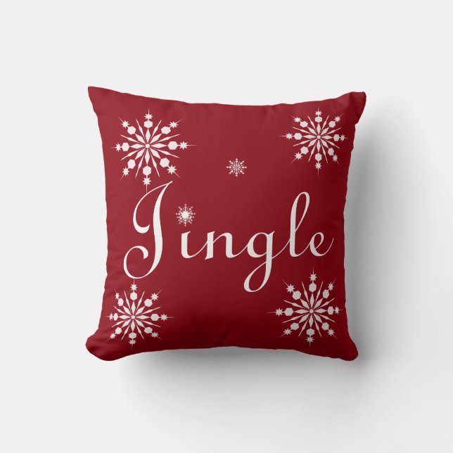 Dekorative Rot & Weiß Jingle Frohe Weihnachten Kissen (Vorderseite)