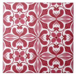 Dekorative rote Azulejo-Fliesen-Patchwork-Muster Fliese